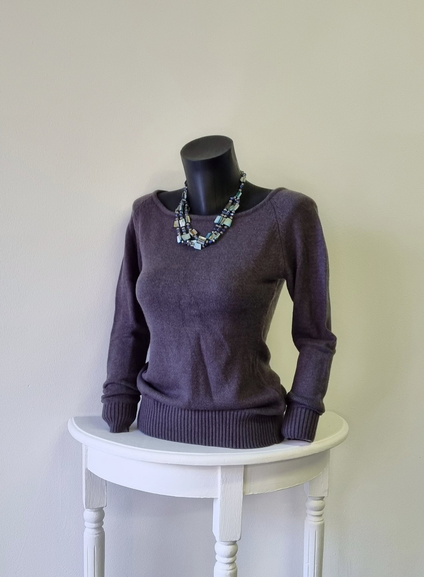 Bon Bon Collection - Dark grey jersey with unique wide rounded neckline