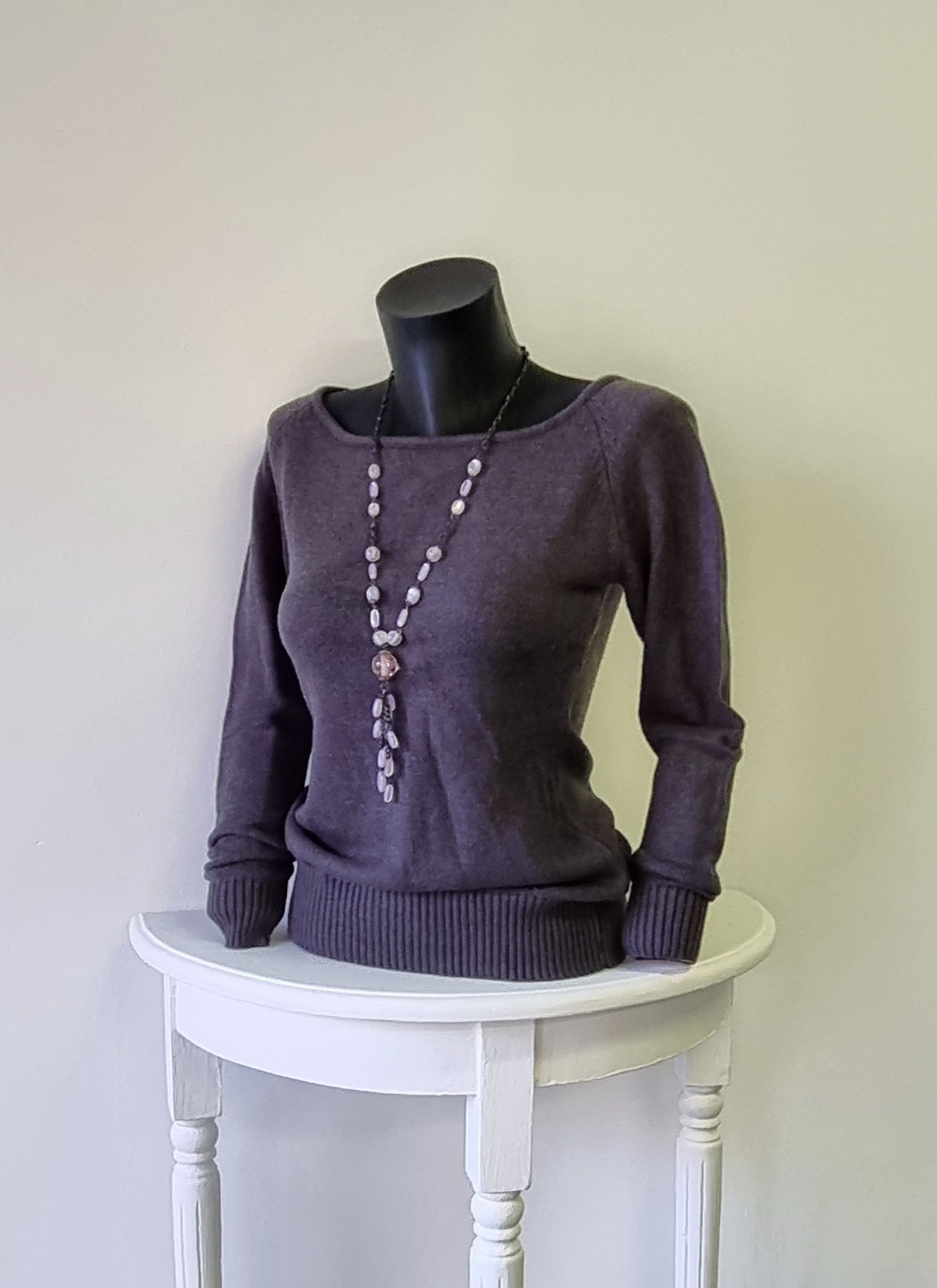 Bon Bon Collection - Dark grey jersey with unique wide rounded neckline