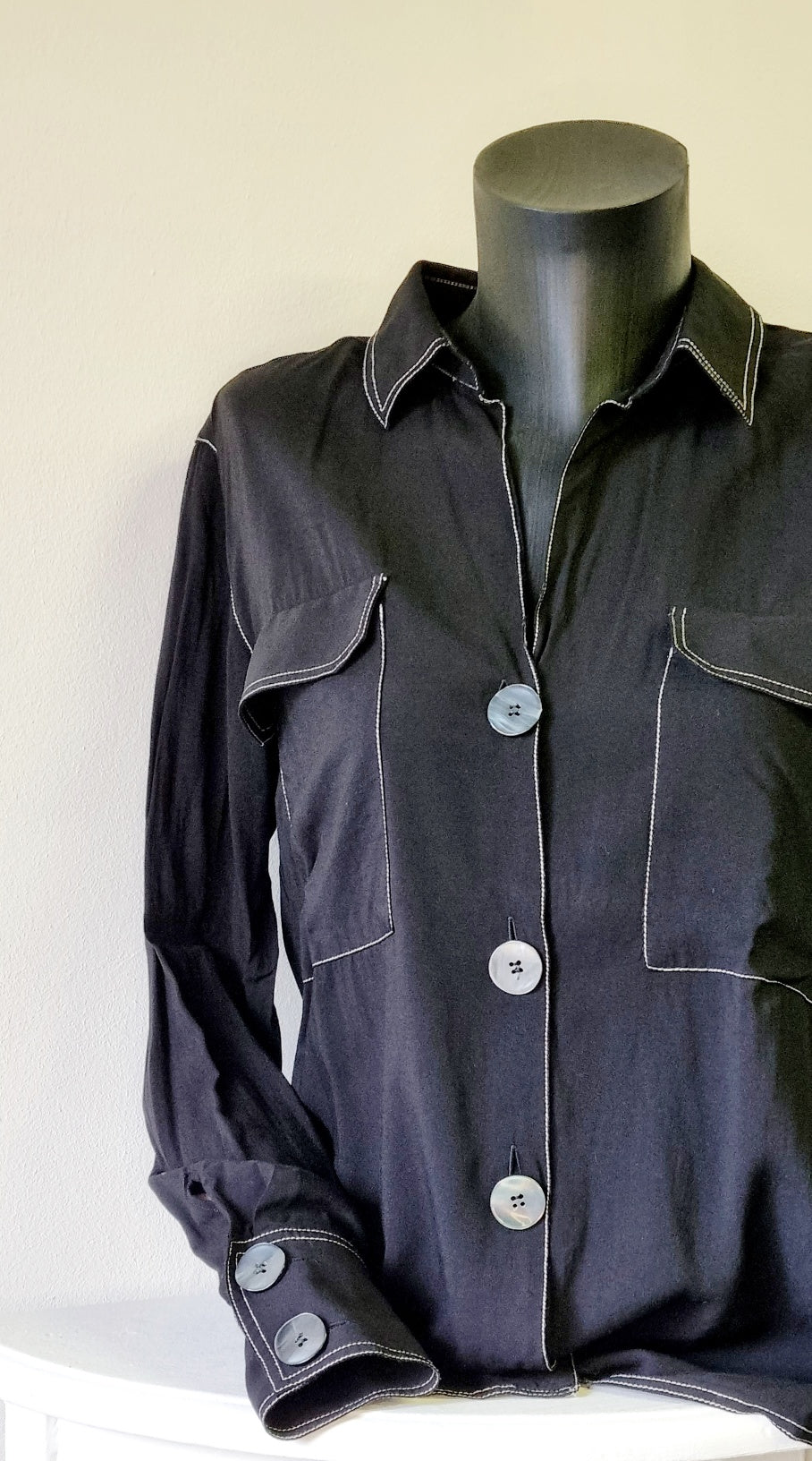 Zara Woman - Black long sleeve shirt with striking white stitching