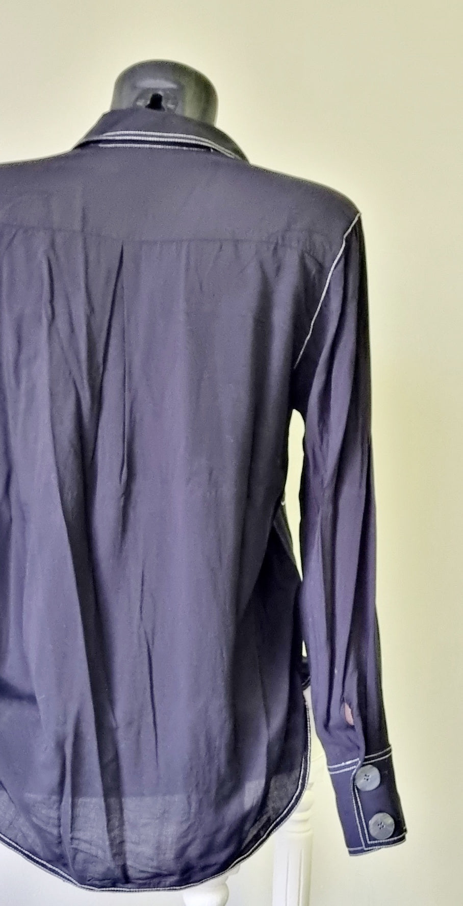 Zara Woman - Black long sleeve shirt with striking white stitching