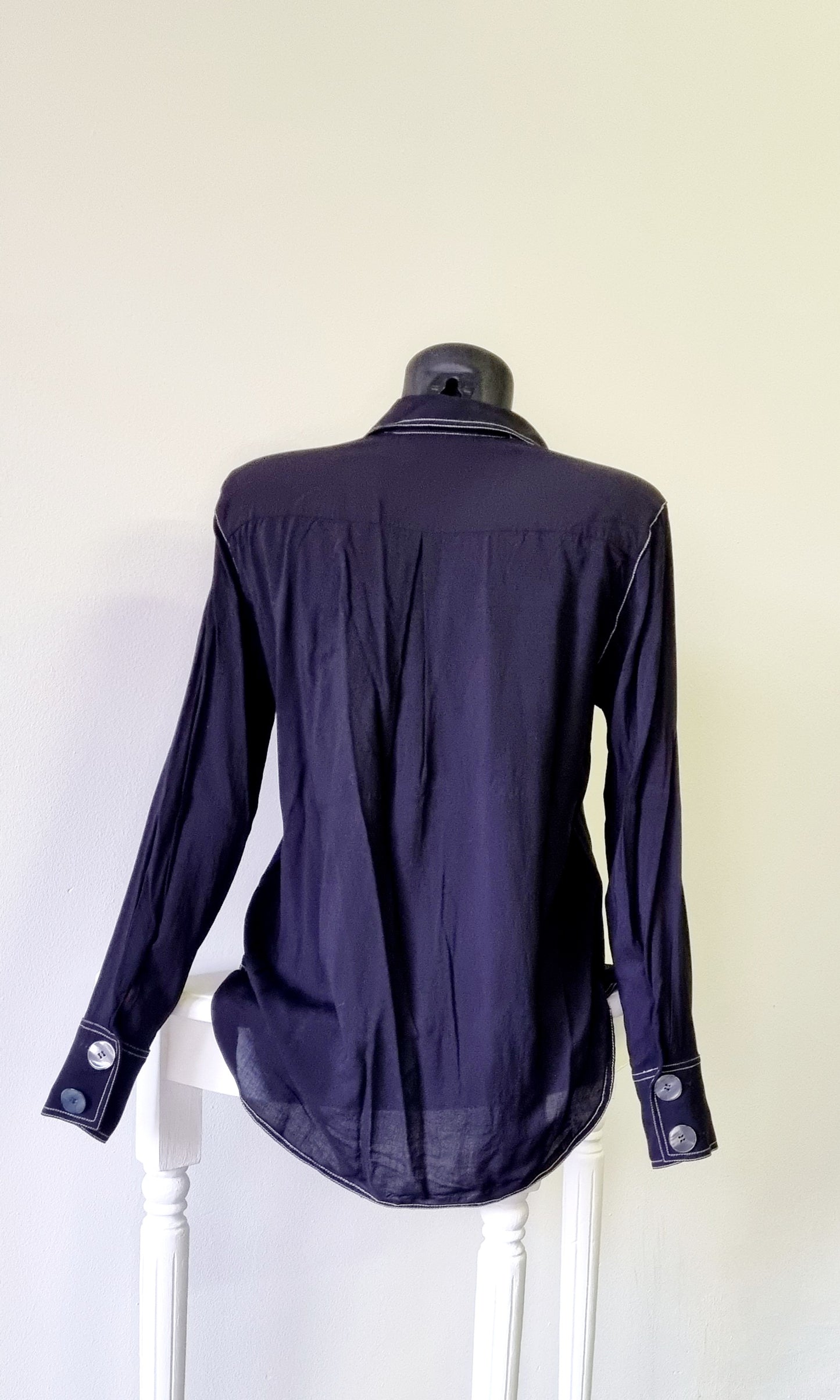 Zara Woman - Black long sleeve shirt with striking white stitching