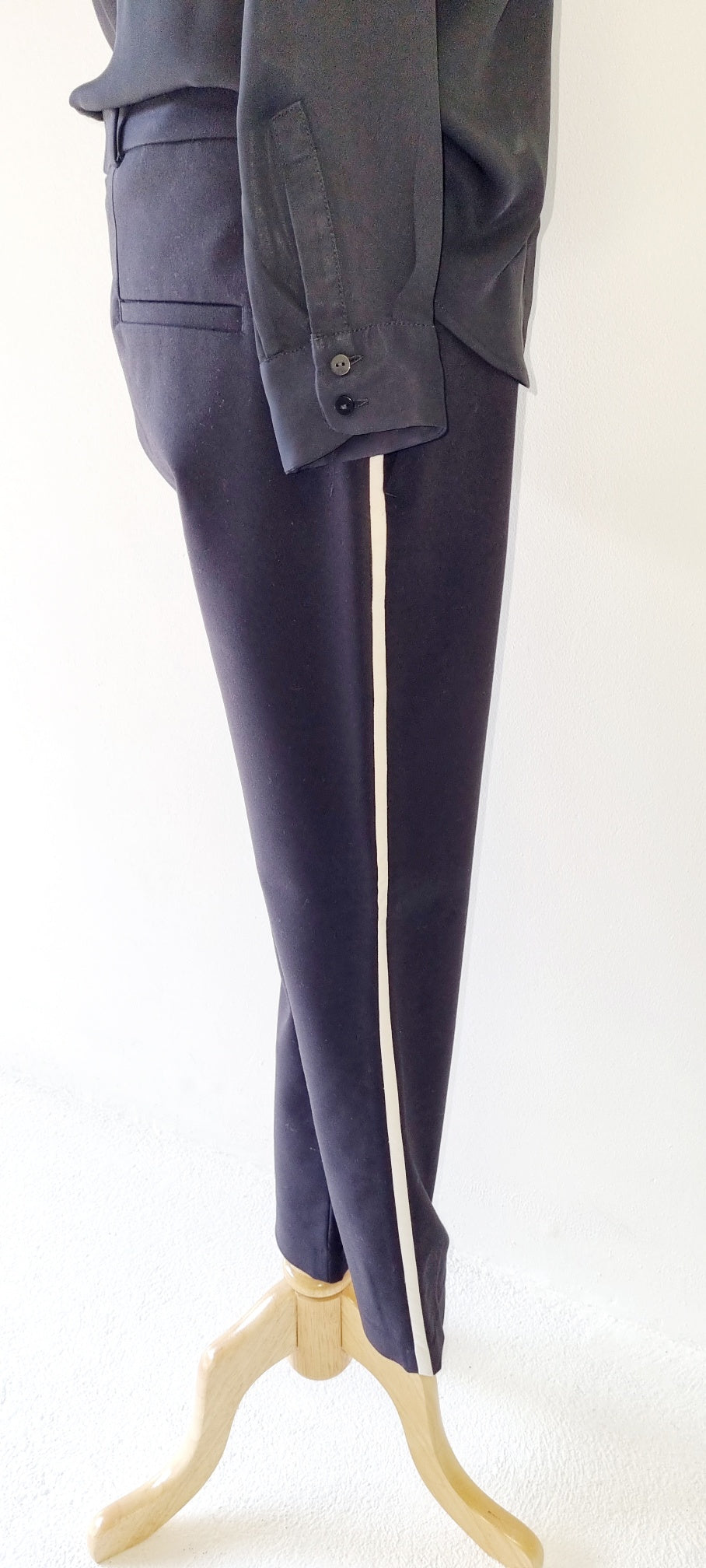 Zara Woman - Black trousers with white stripe on side