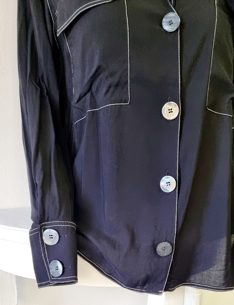 Zara Woman - Black long sleeve shirt with striking white stitching