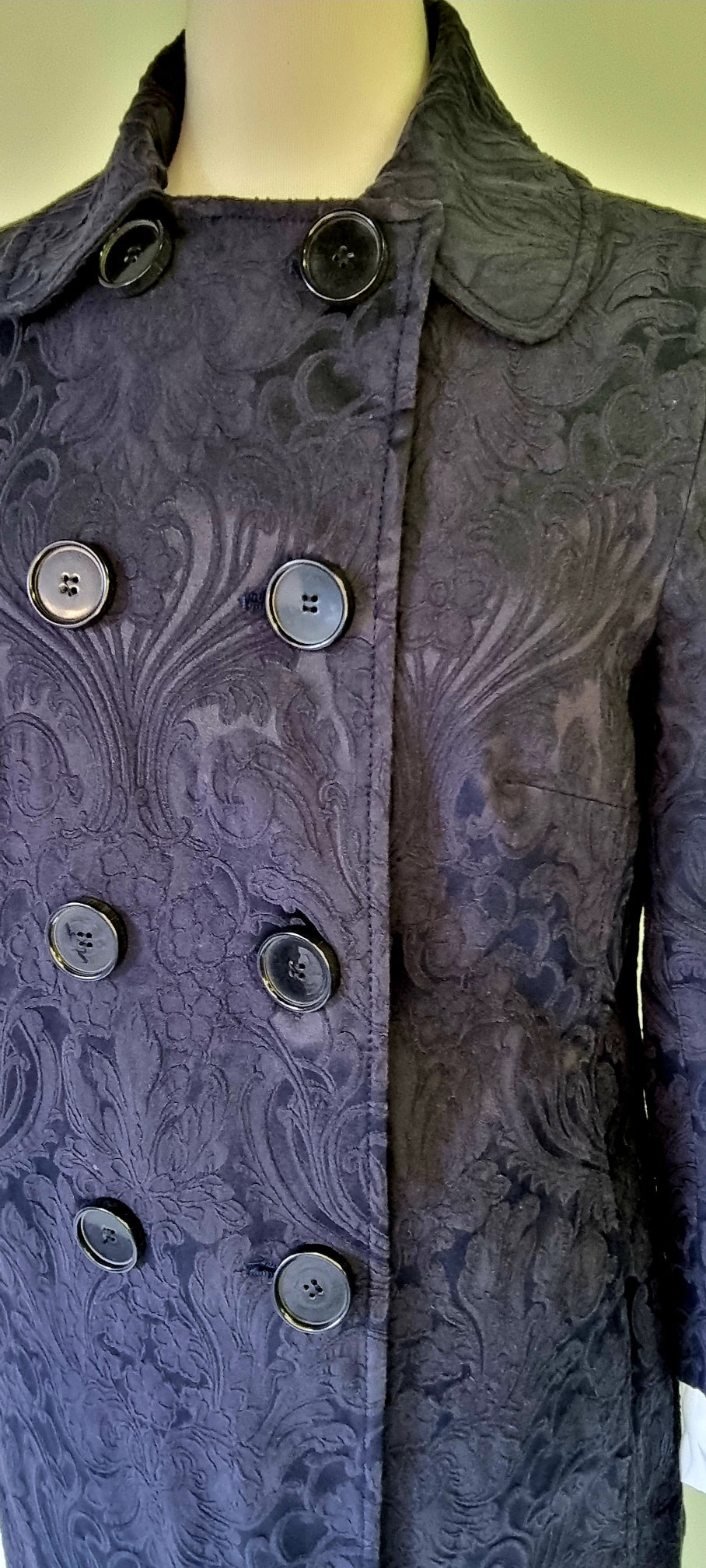 Studio w - Blue patterned double breasted coat