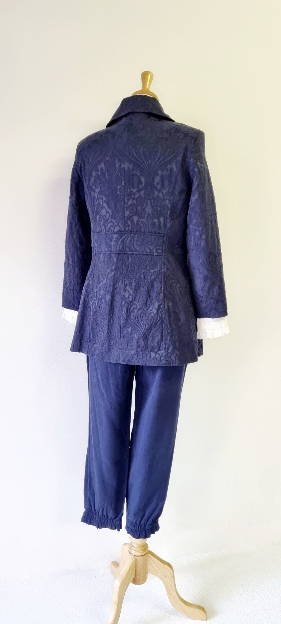Studio w - Blue patterned double breasted coat