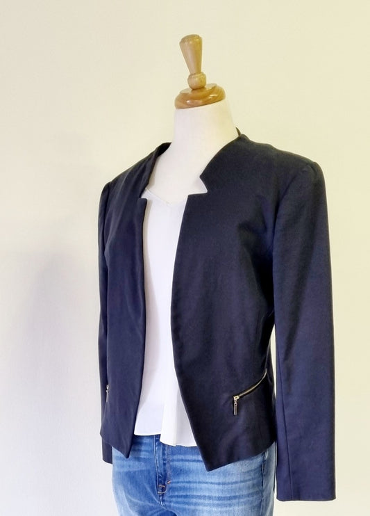 Forever New - Blue blazer with side pocket embellished zips