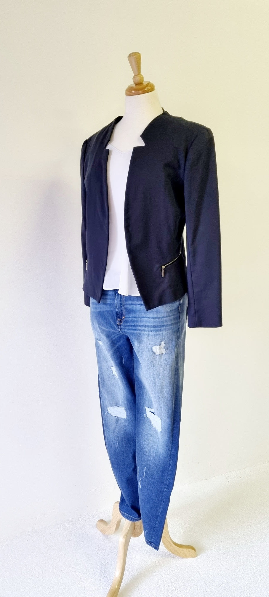 Forever New - Blue blazer with side pocket embellished zips