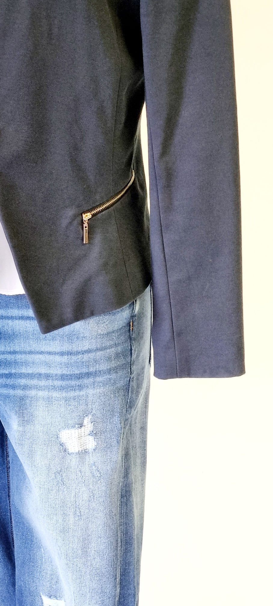 Forever New - Blue blazer with side pocket embellished zips