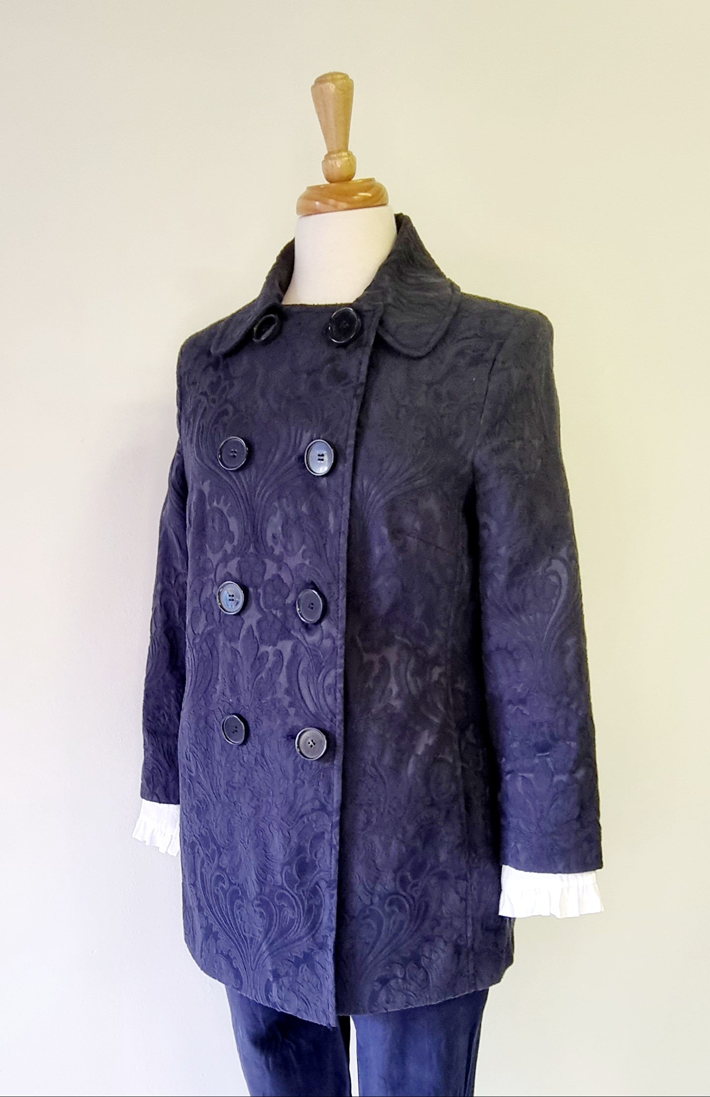 Studio w - Blue patterned double breasted coat