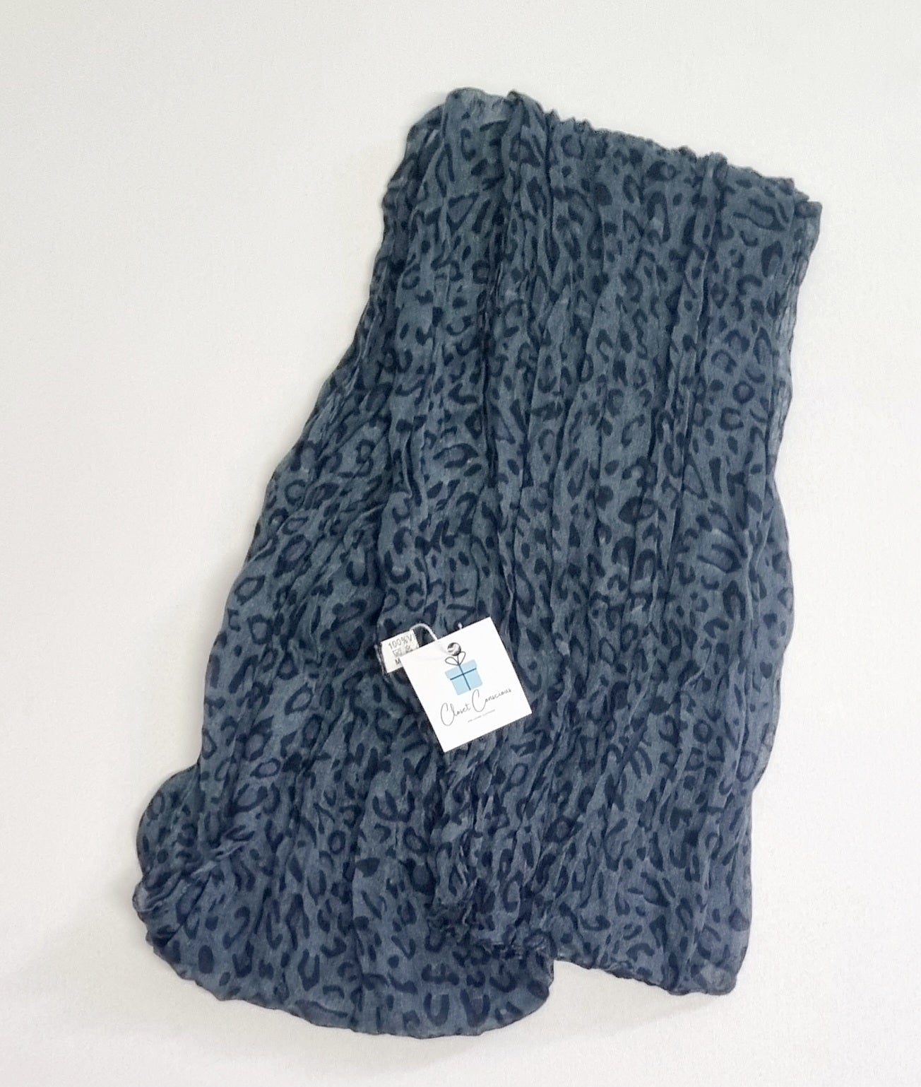 Scarf - Blue & black print scarf