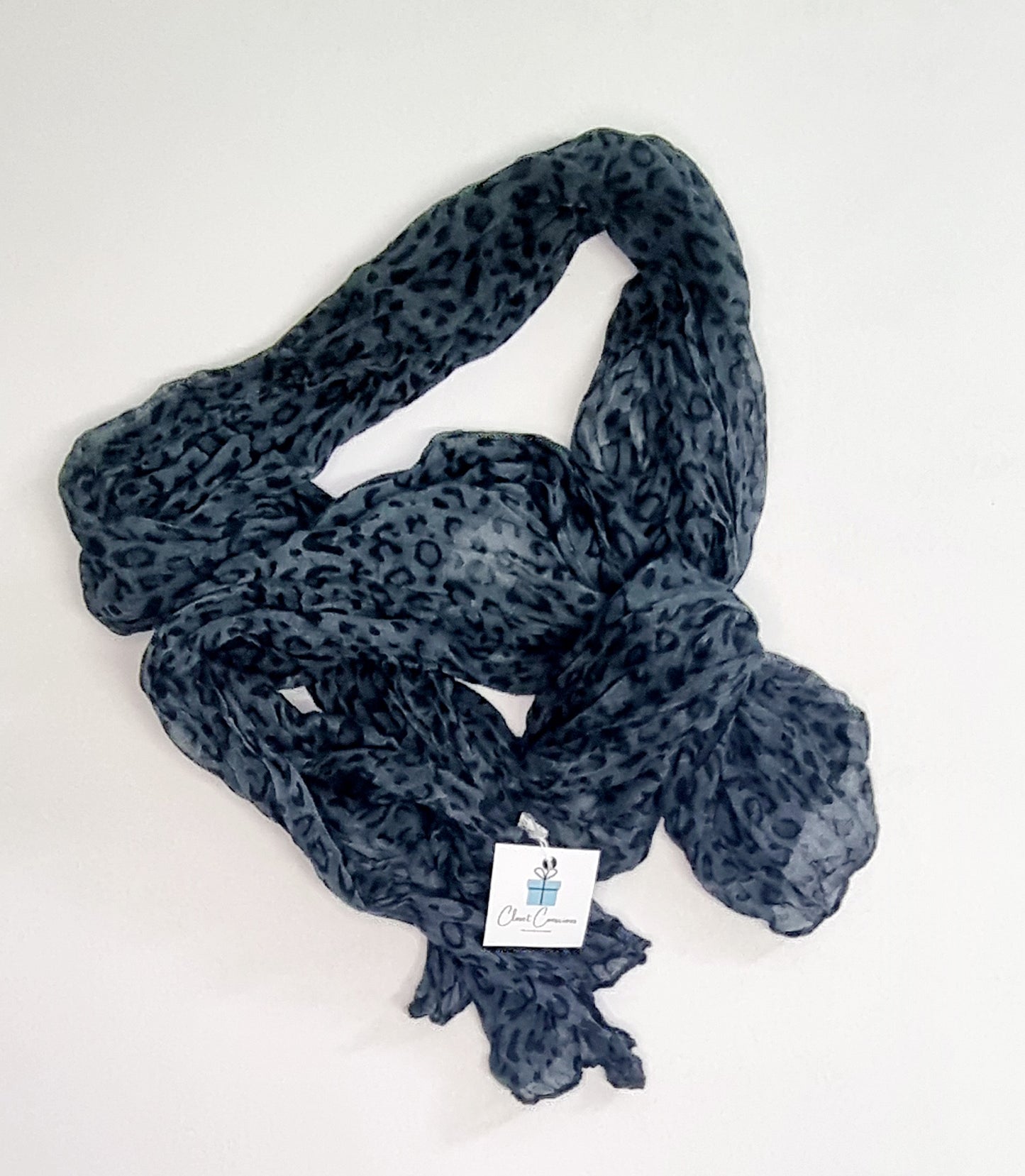 Scarf - Blue & black print scarf