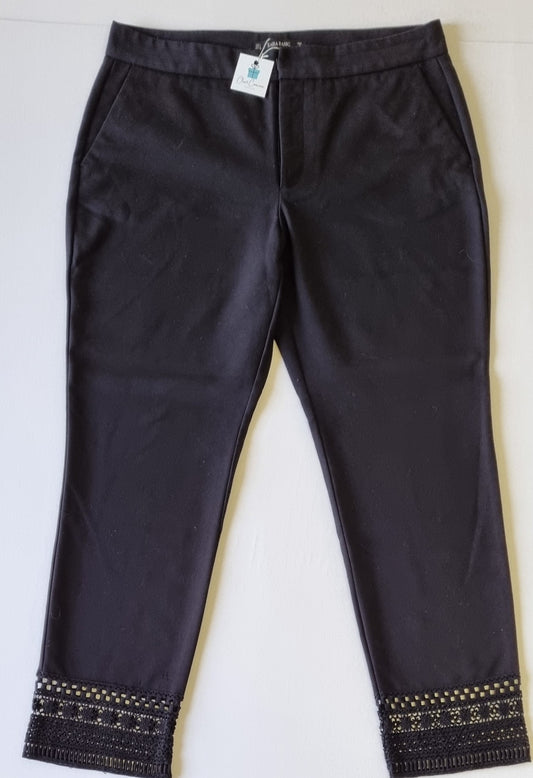 Zara Basics - Black dress pants with crochet hem