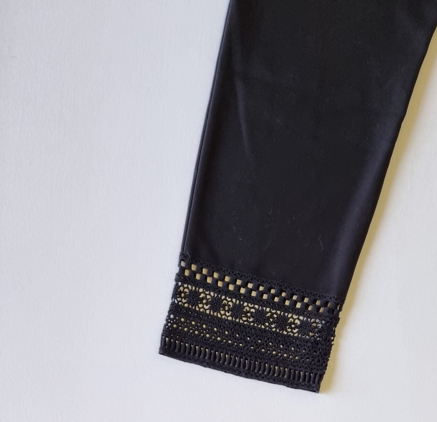 Zara Basics - Black dress pants with crochet hem