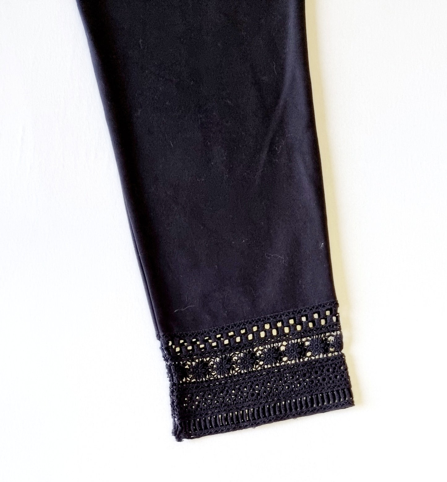Zara Basics - Black dress pants with crochet hem