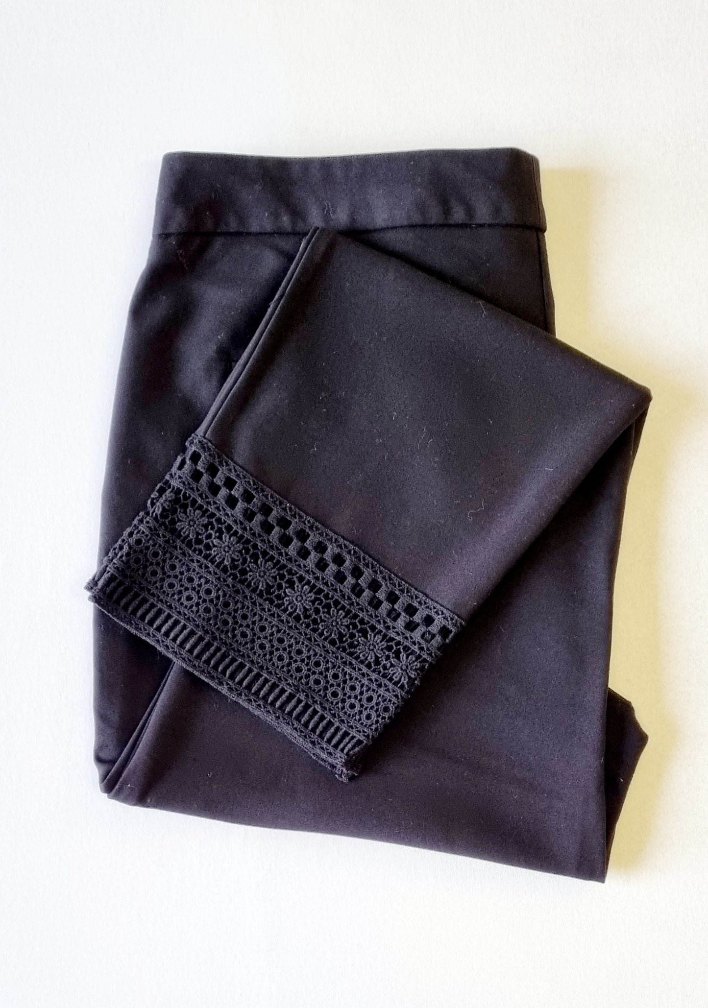 Zara Basics - Black dress pants with crochet hem