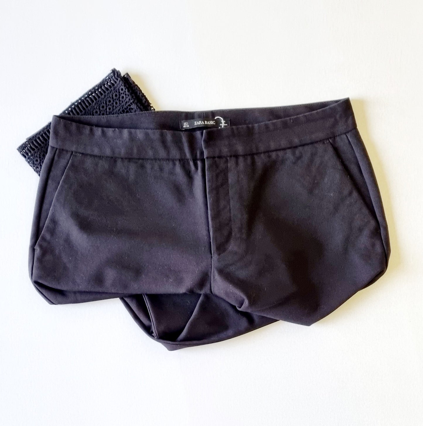 Zara Basics - Black dress pants with crochet hem