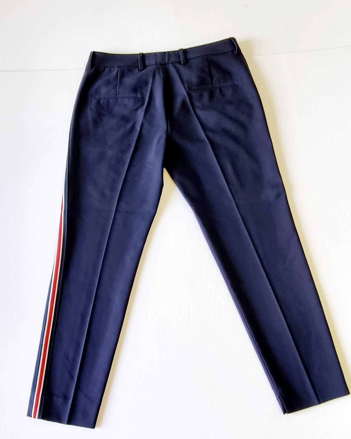 Zara Woman - Blue dress pants with red & white side-stripe