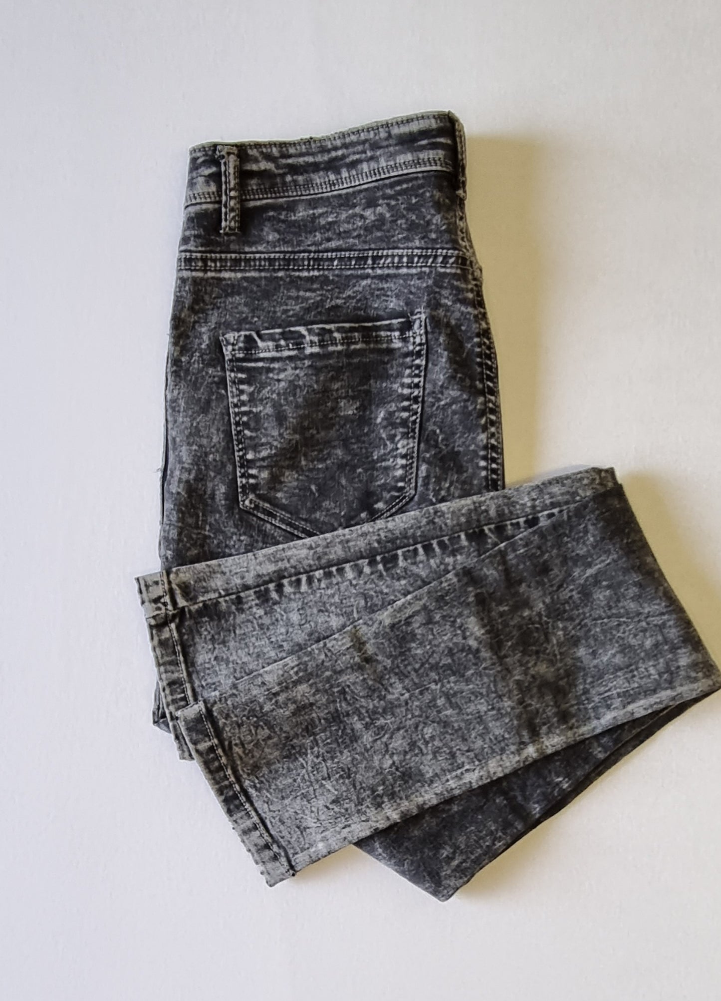 Denim & Co - Black mottled high-lo waisted stretch skinny jeans