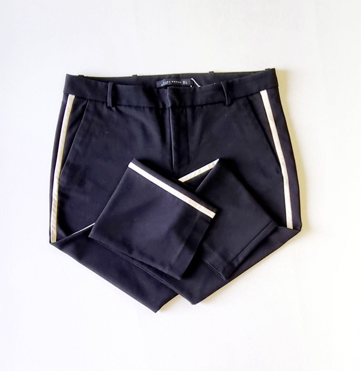 Zara Woman - Black trousers with white stripe on side