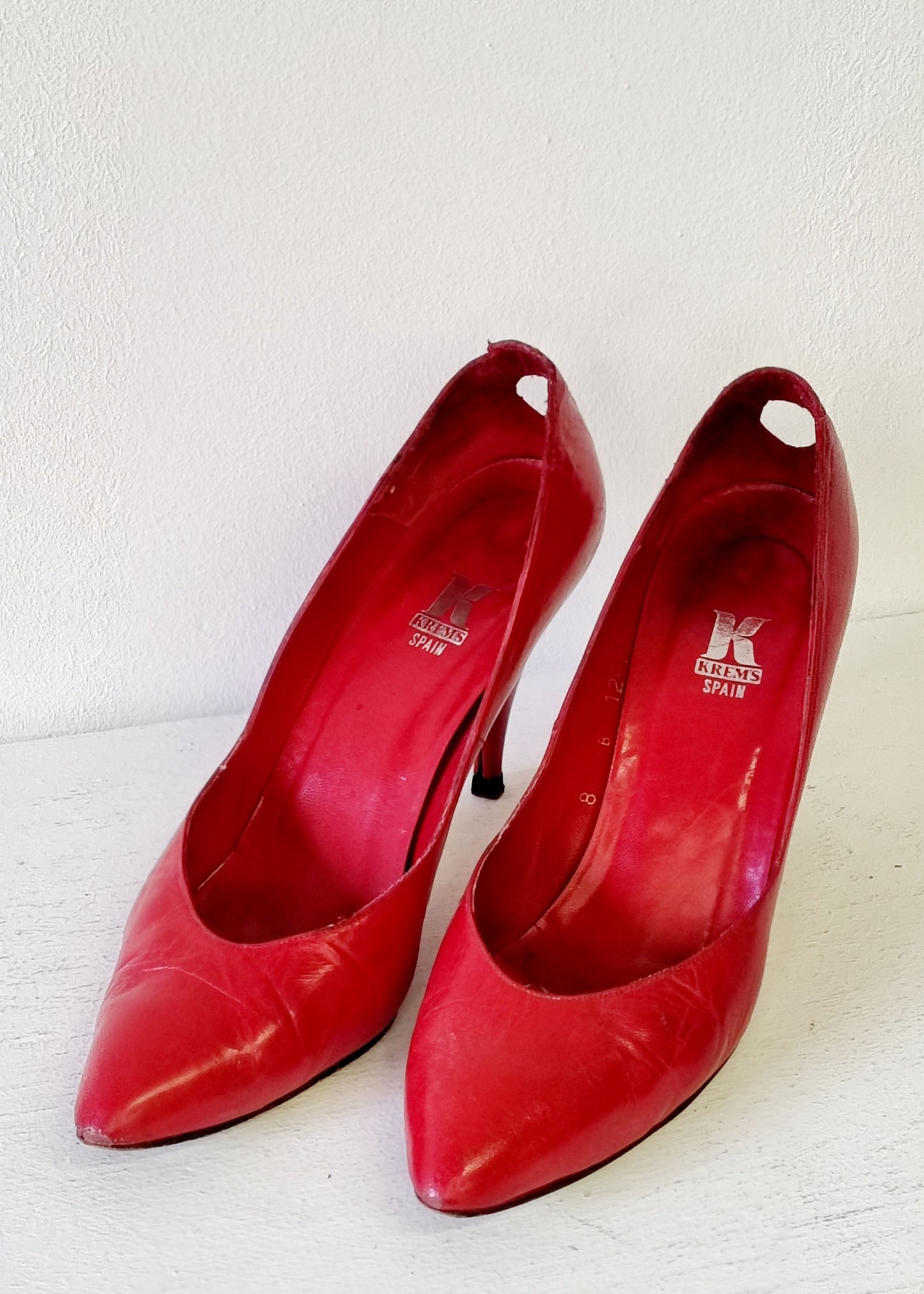 Krems Spain - Red Leather Heeled Court Shoe