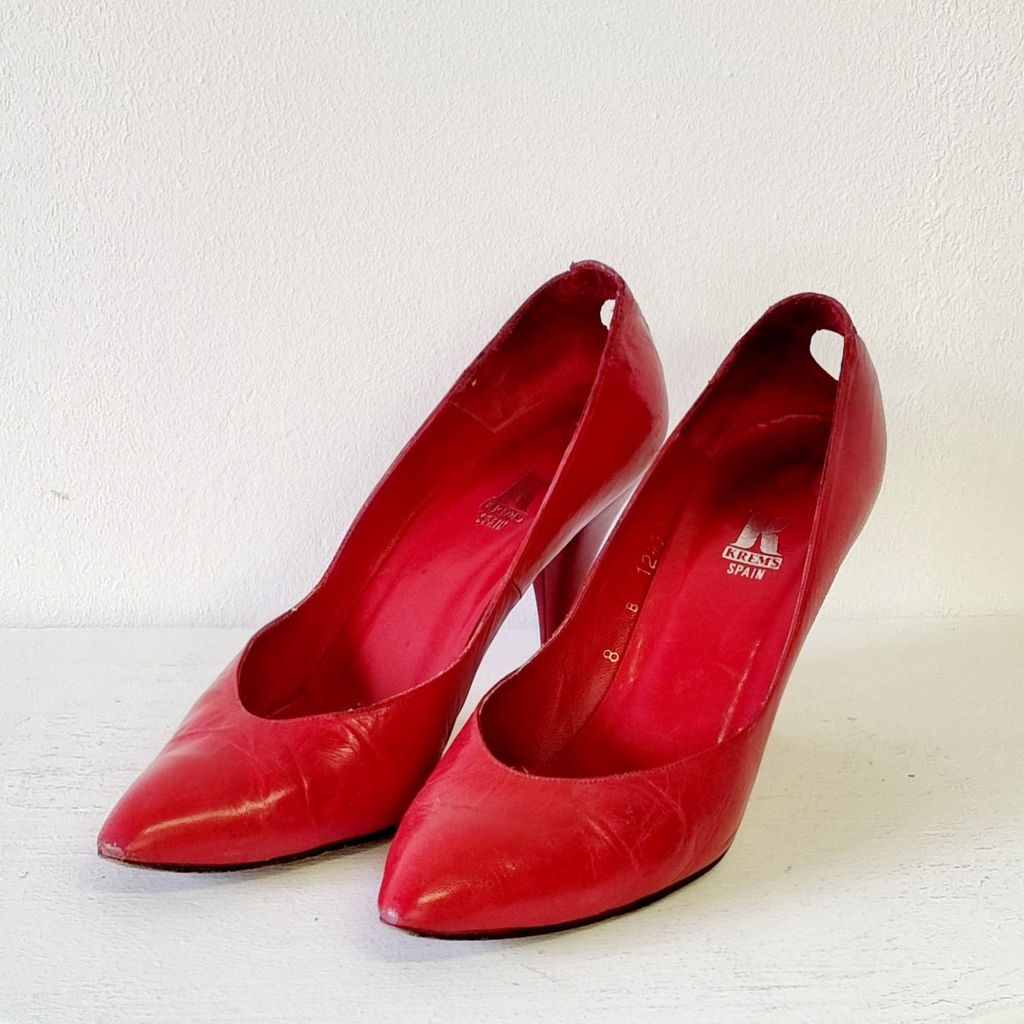 Krems Spain - Red Leather Heeled Court Shoe