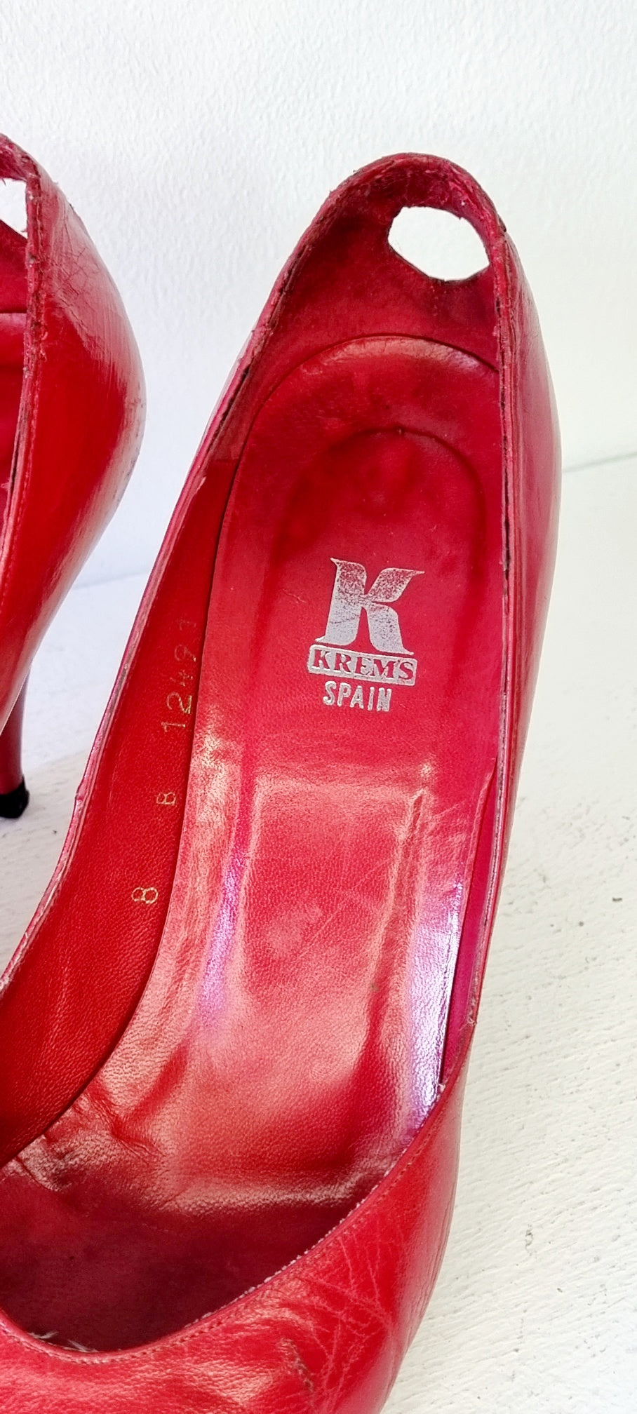 Krems Spain - Red Leather Heeled Court Shoe