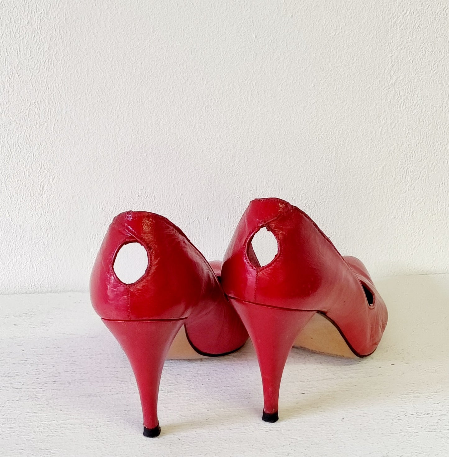 Krems Spain - Red Leather Heeled Court Shoe