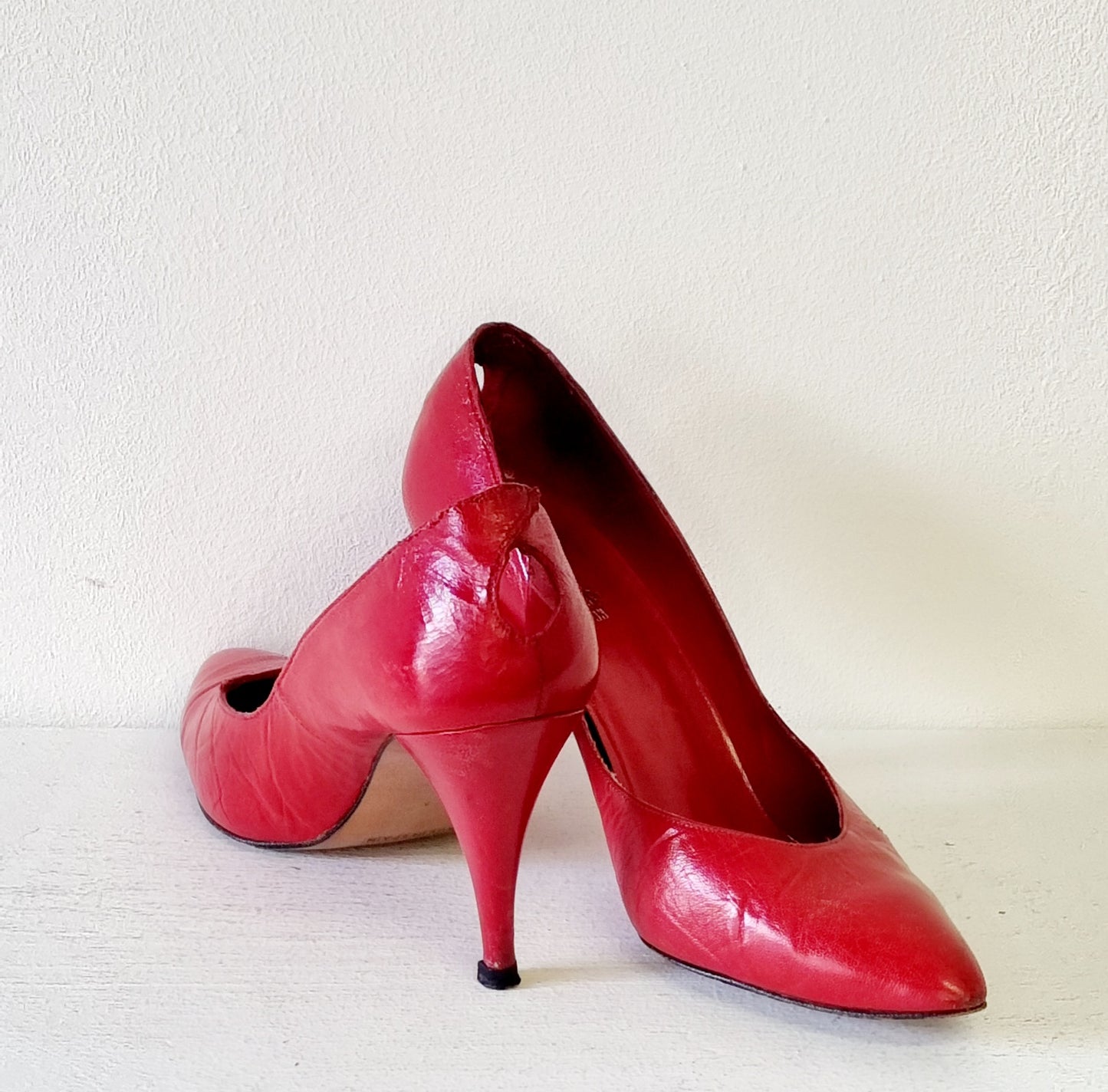 Krems Spain - Red Leather Heeled Court Shoe