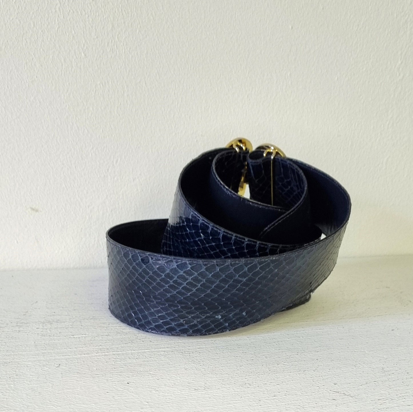 Lorenzi SA - Genuine Blue Toned Snake Skin Adjustable Mid Waist Belt