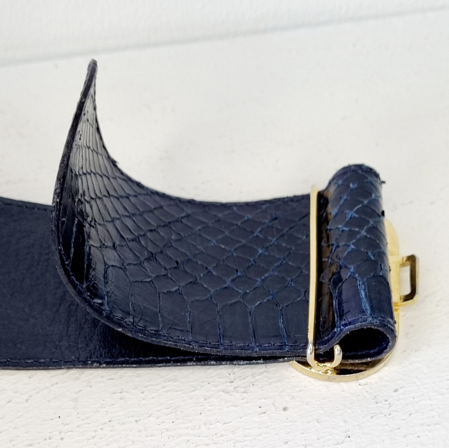 Lorenzi SA - Genuine Blue Toned Snake Skin Adjustable Mid Waist Belt
