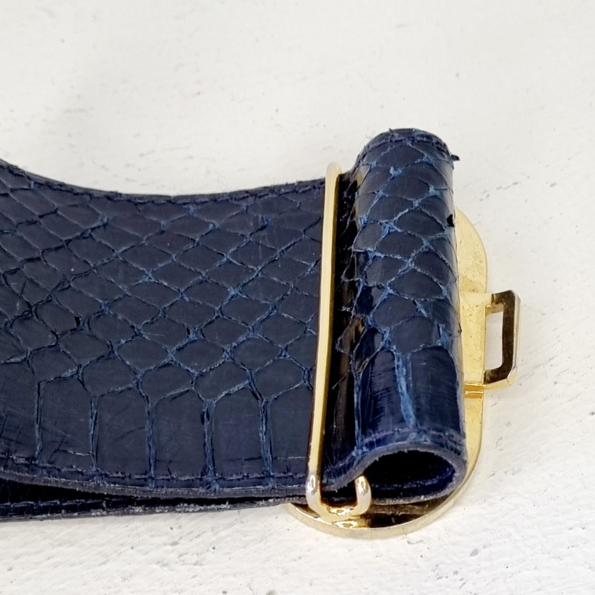 Lorenzi SA - Genuine Blue Toned Snake Skin Adjustable Mid Waist Belt