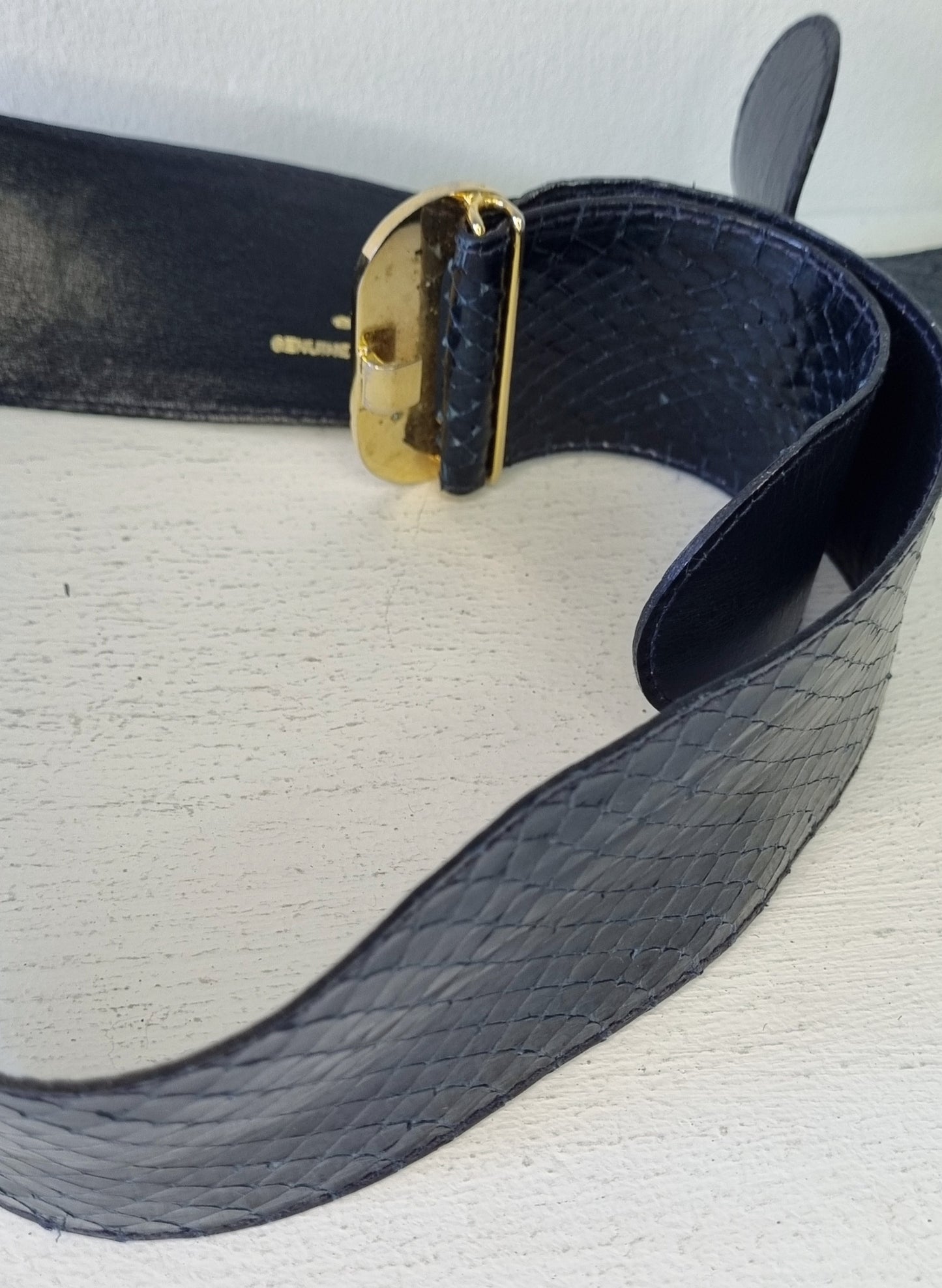 Lorenzi SA - Genuine Blue Toned Snake Skin Adjustable Mid Waist Belt
