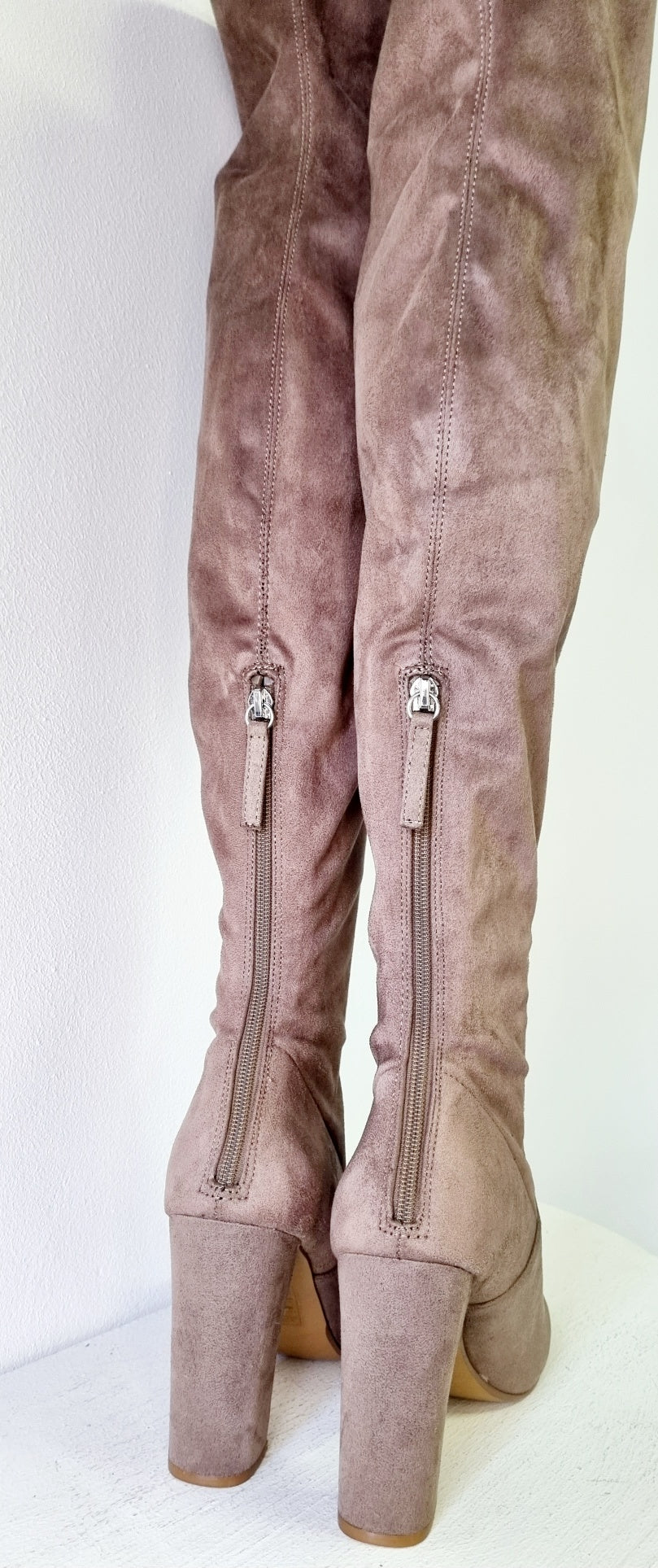 Emotions - Light Brown Thigh Hi Square Heeled Boots