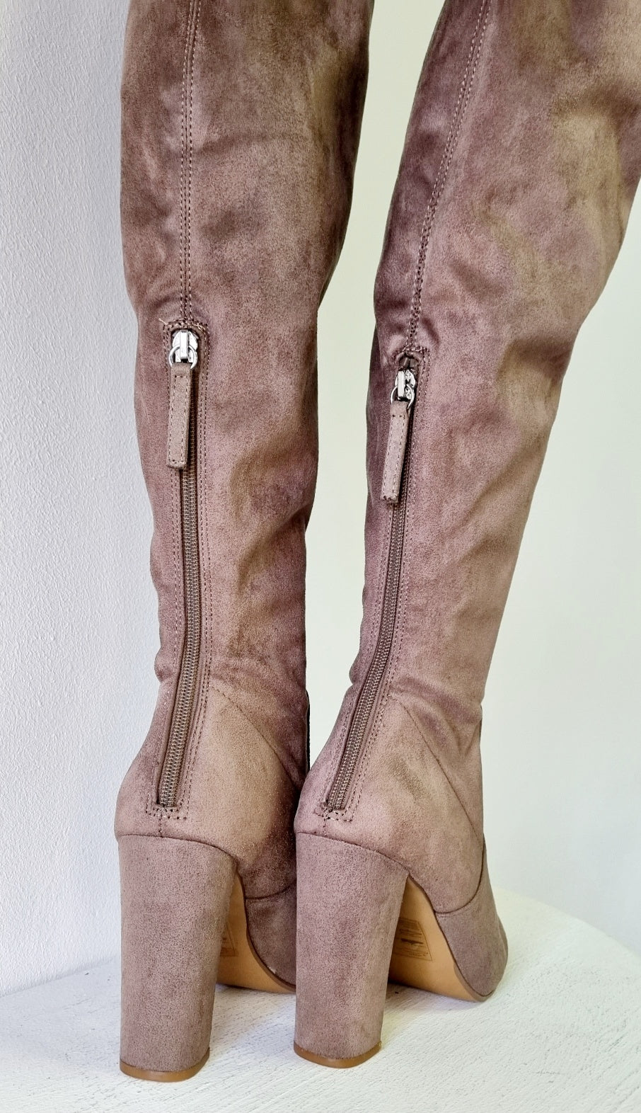 Emotions - Light Brown Thigh Hi Square Heeled Boots