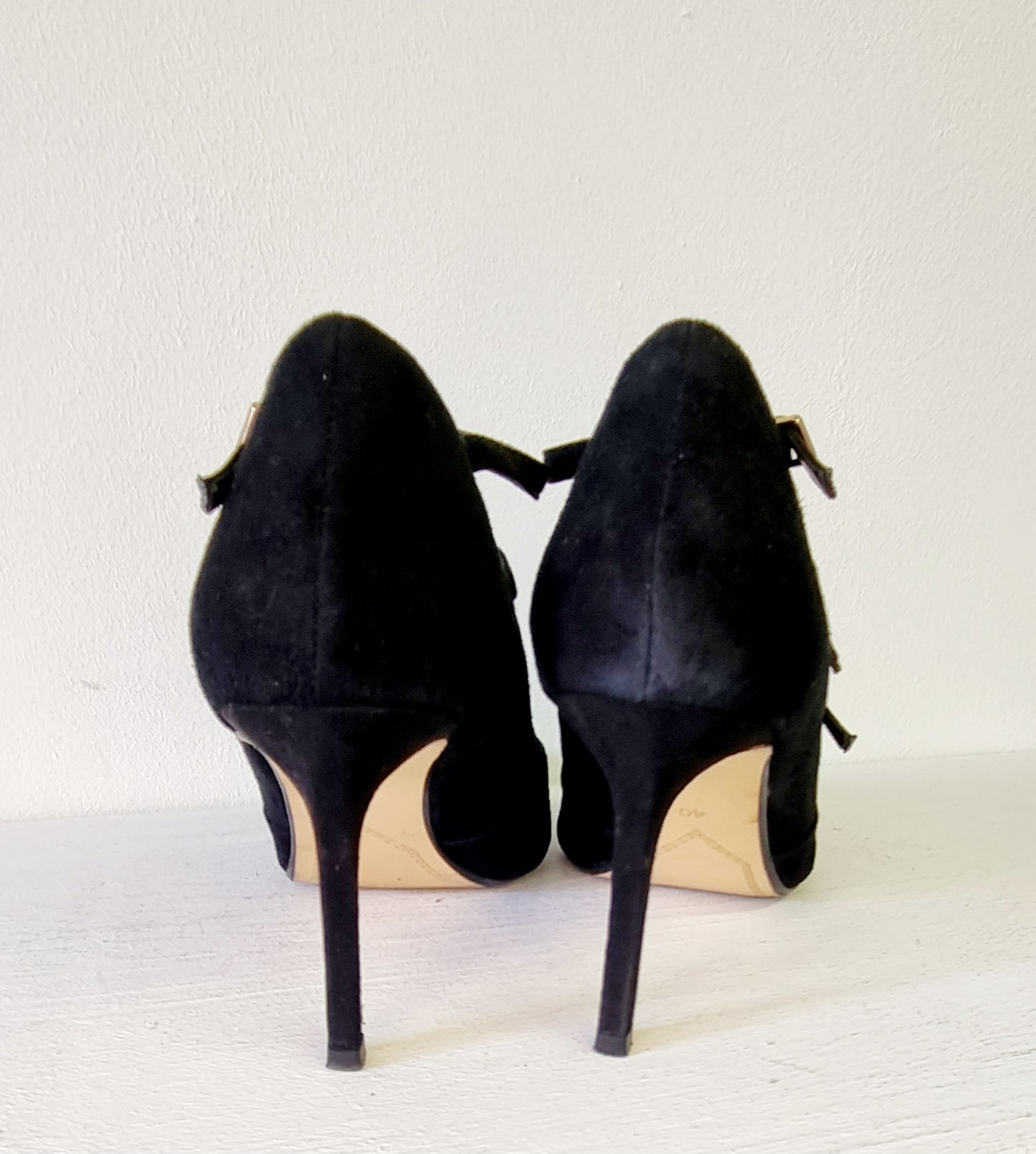 Dune London - Black suede stiletto heel front strap up court shoe