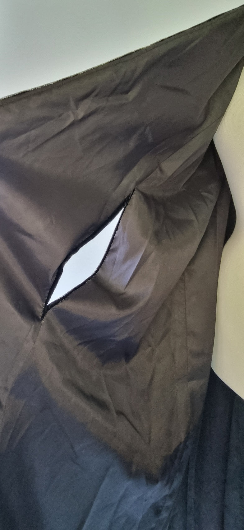 Cape - Black Velvet Lined Cape With Collar and Hook Neck Tie