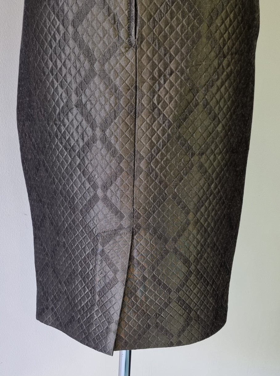Charlotte - Olive Green Quilted 3 Piece Skirt Suit