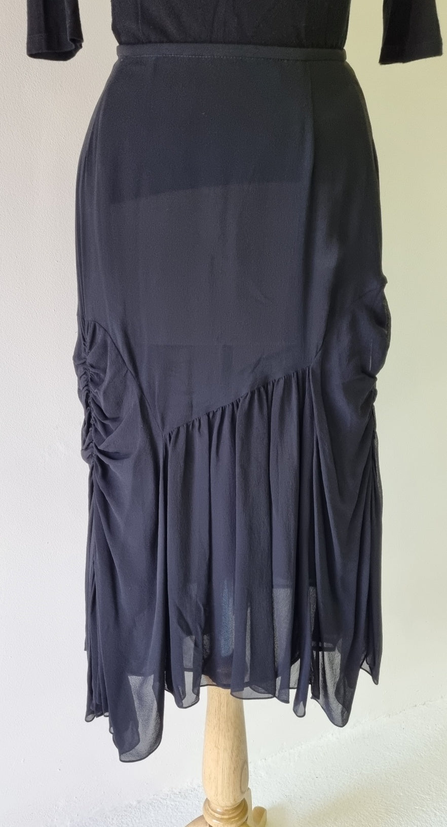 Black Asymmetrical Designer Midi Skirt