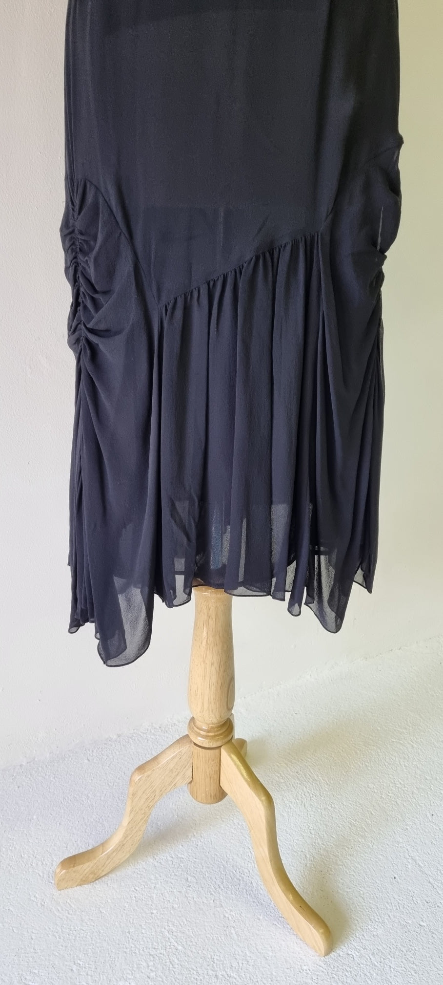 Black Asymmetrical Designer Midi Skirt