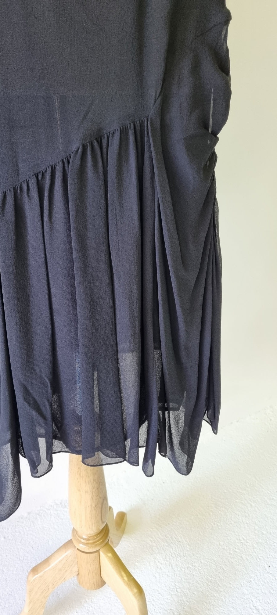 Black Asymmetrical Designer Midi Skirt