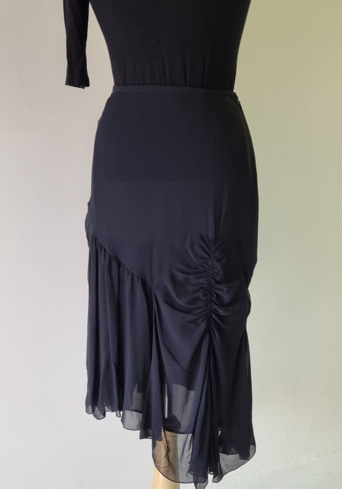Black Asymmetrical Designer Midi Skirt