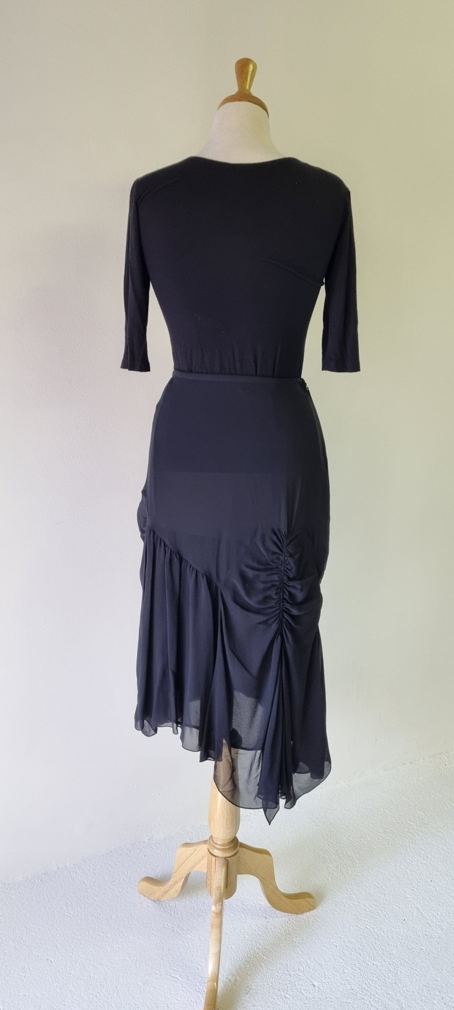 Black Asymmetrical Designer Midi Skirt