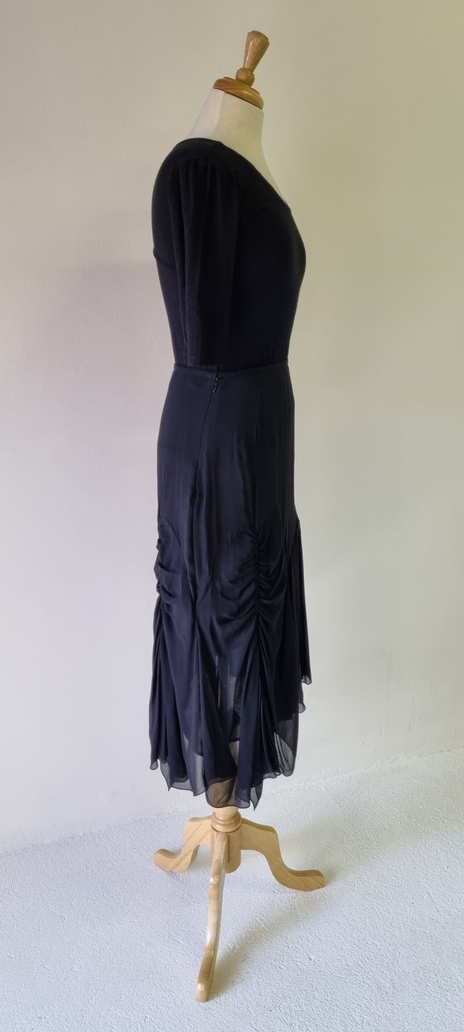 Black Asymmetrical Designer Midi Skirt