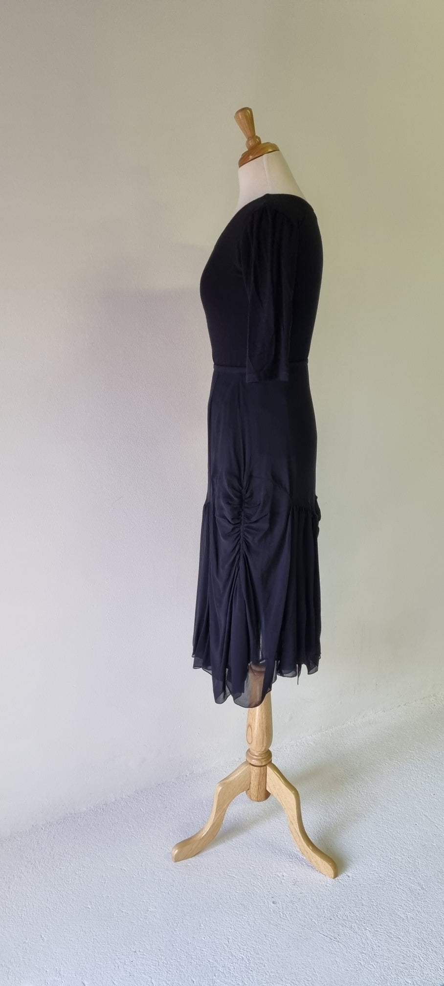 Black Asymmetrical Designer Midi Skirt