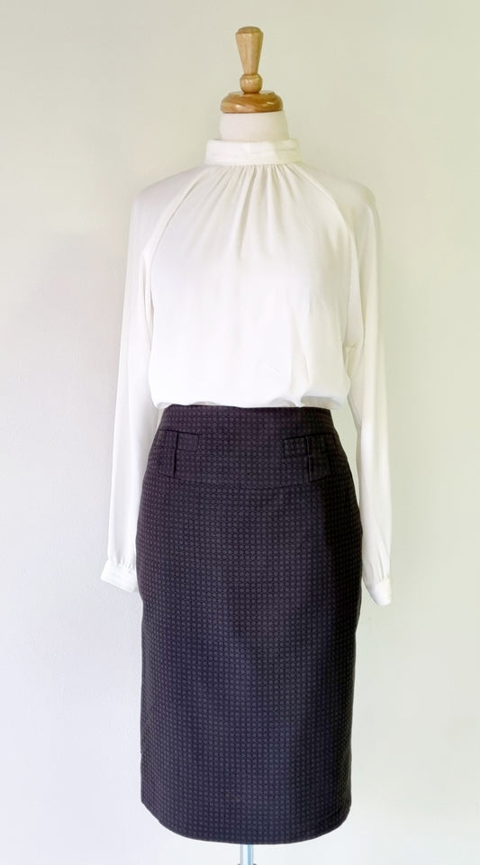 Next - Dark brown patterned tailored knee length skirt