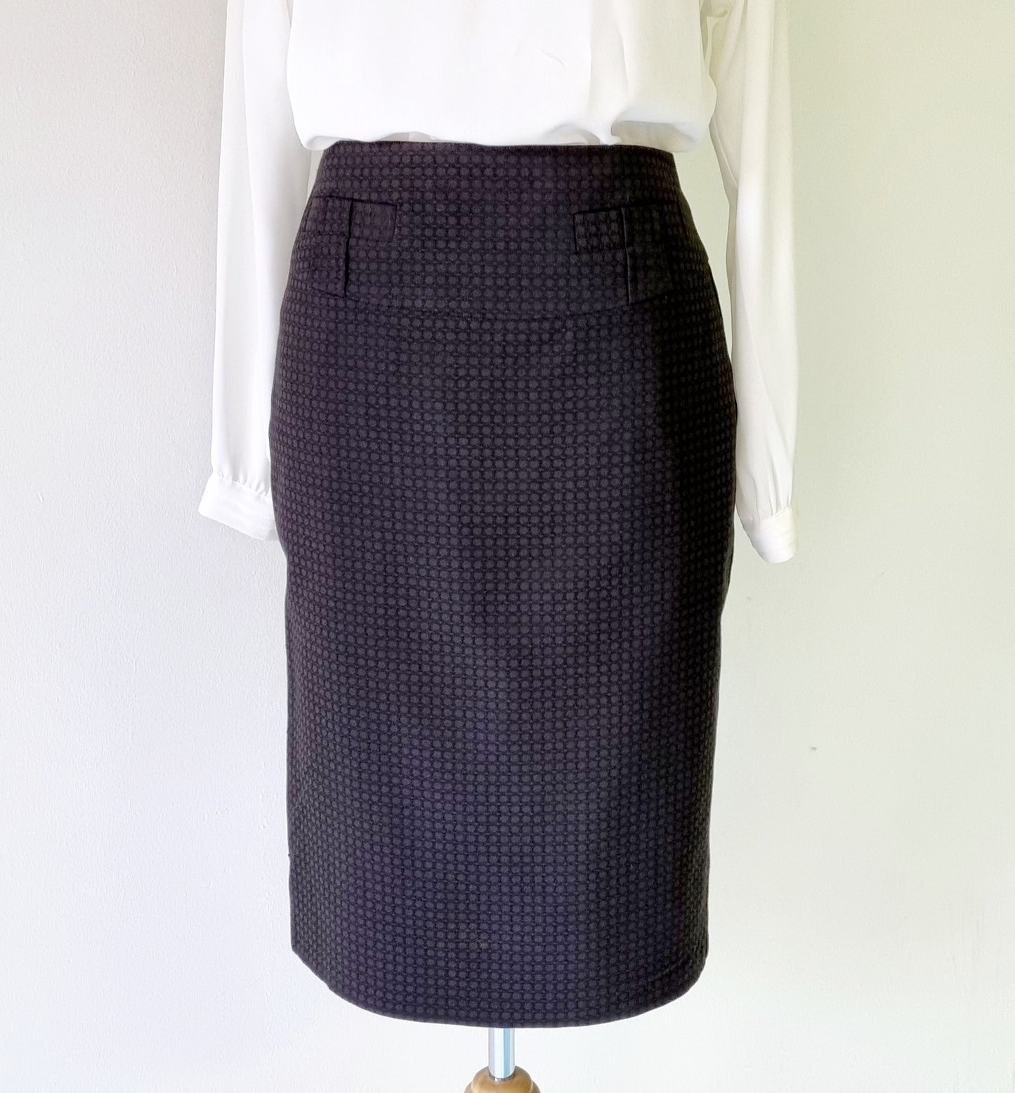 Next - Dark brown patterned tailored knee length skirt