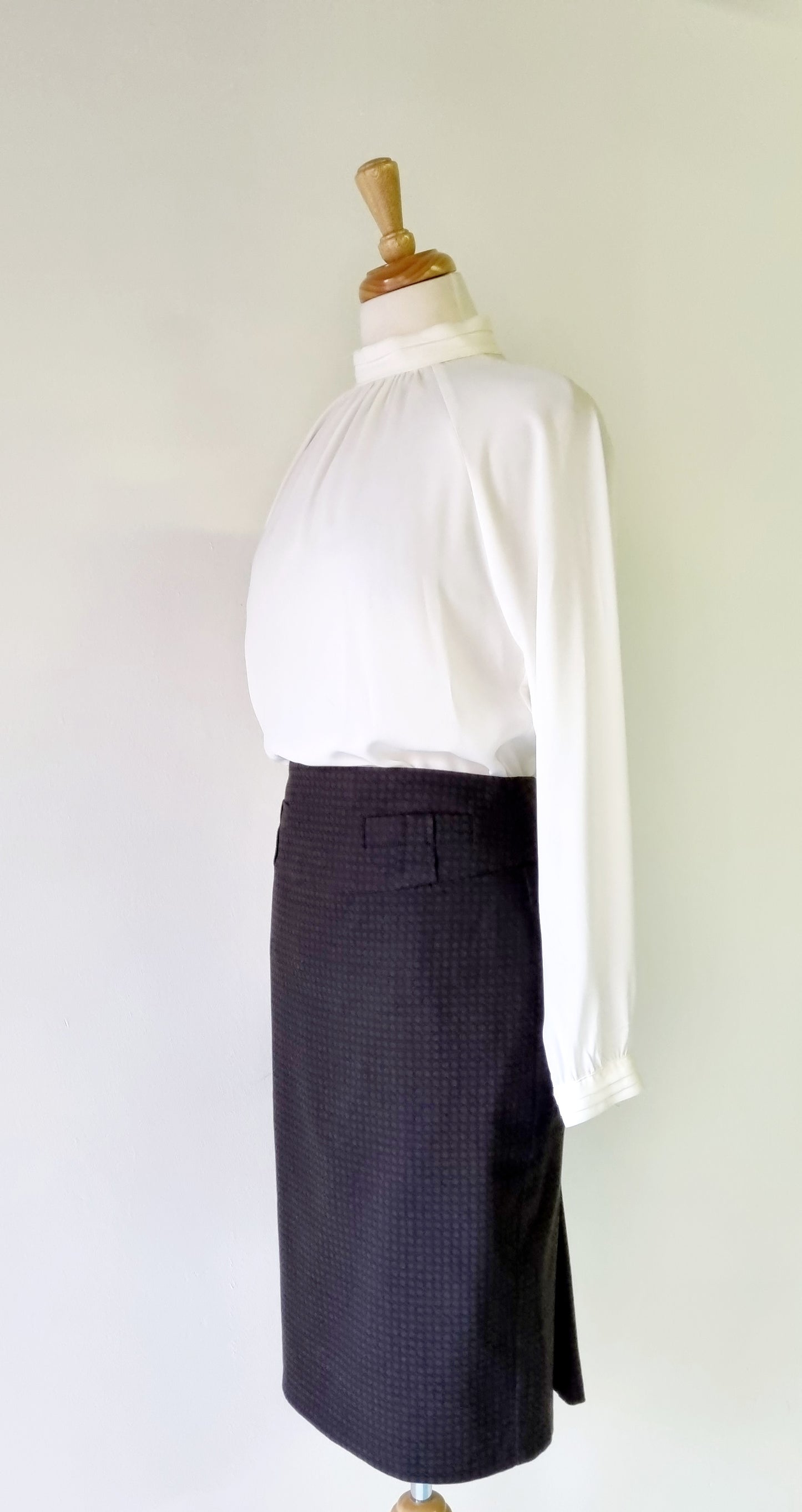 Next - Dark brown patterned tailored knee length skirt