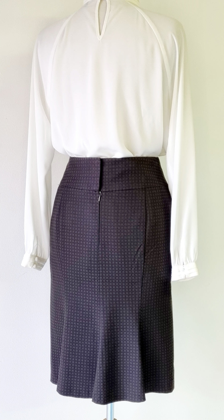 Next - Dark brown patterned tailored knee length skirt