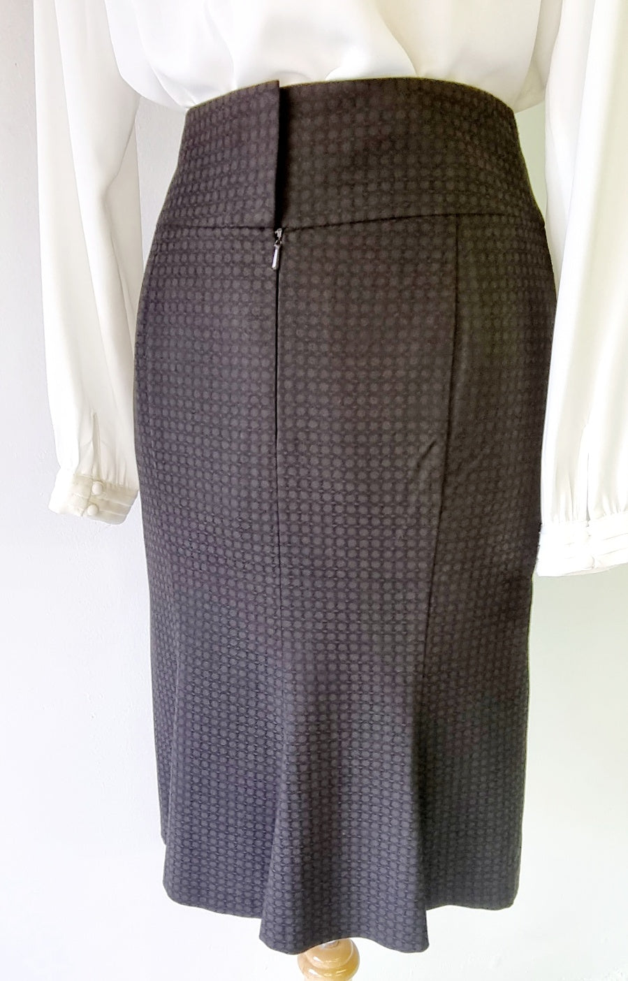 Next - Dark brown patterned tailored knee length skirt