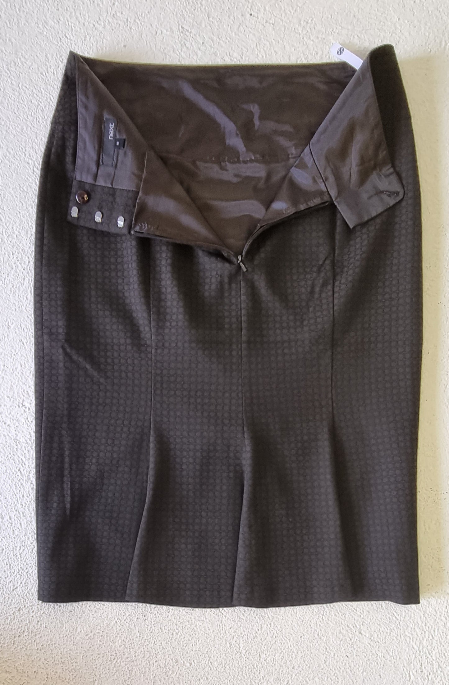 Next - Dark brown patterned tailored knee length skirt